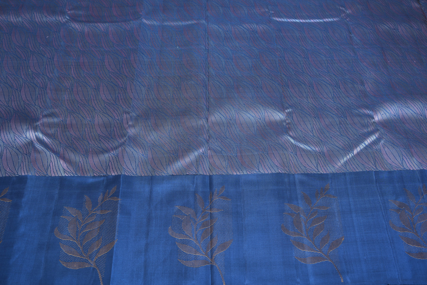 Exquisite dark blue colour pattu saree with pure gold zari