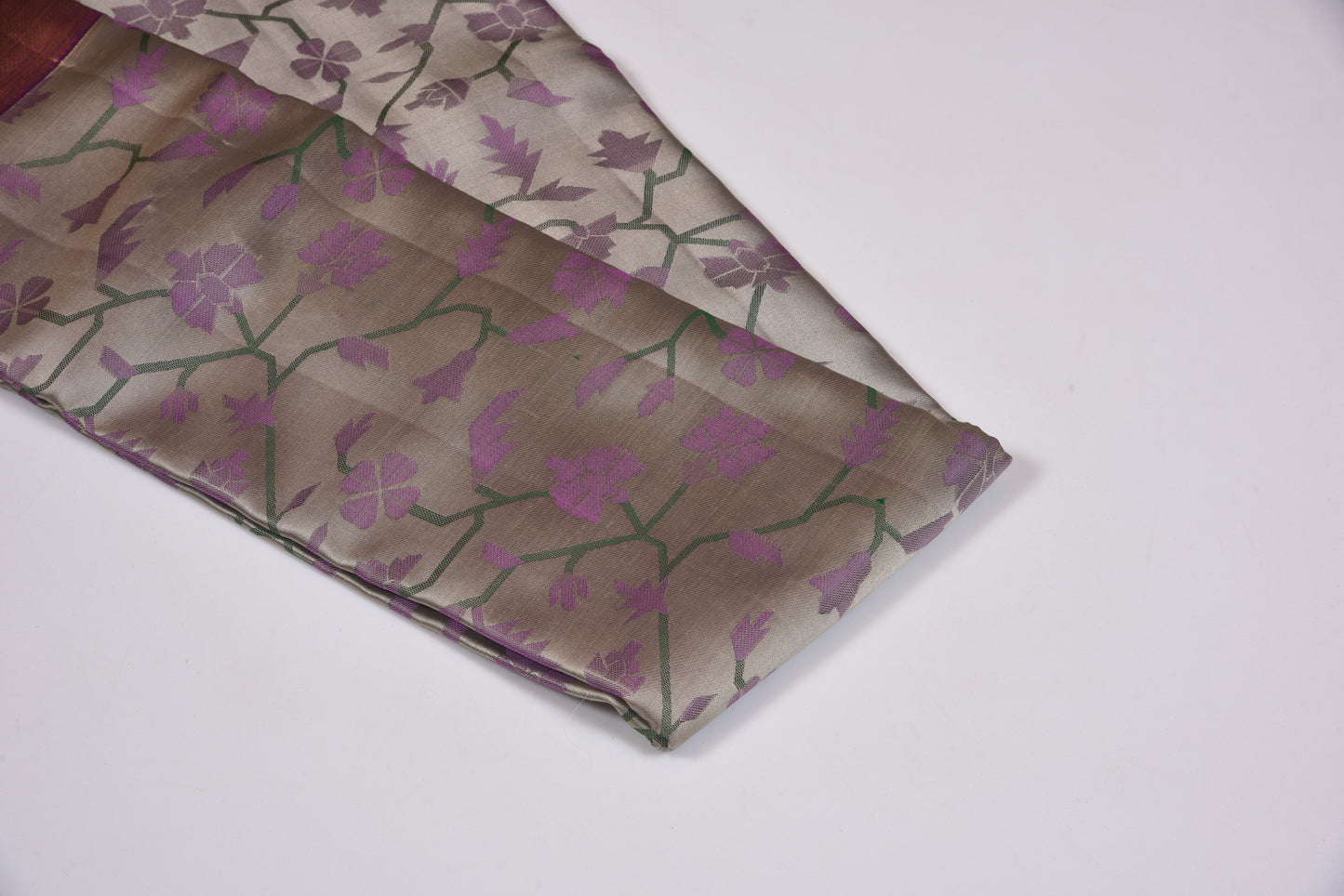 Floral silk saree with purple long border